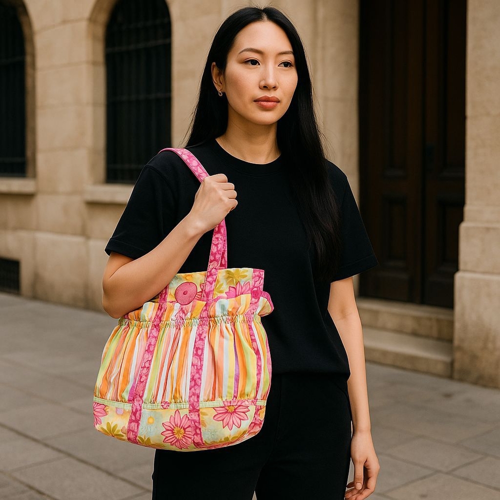 Vibrant Floral Pink Tote Bag - Picture 4 of 8